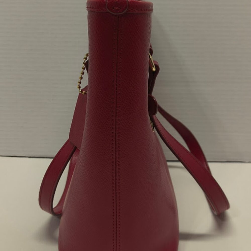 Coach Leather City Tote Bag Red City Zip Carry All Cross Grain Please Read - Picture 6 of 14